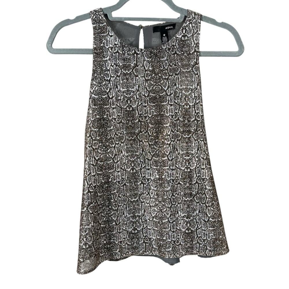 Aqua Women’s Top Metallic Gold Silver Snakeprint Size XS